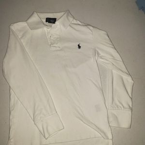 Long sleeve white polo